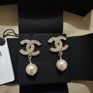 Chanel CC Pearl and Crystal Earrings